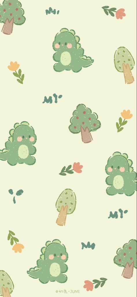 Dinosaur Matching Wallpaper, Dino Aesthetic Wallpaper, Green Kawaii Aesthetic, Wallpaper Dinosaurus, Cute Dino Wallpaper, Cute Dinosaur Wallpaper, Background Dinosaur, Wallpaper Dino, Dino Wallpaper