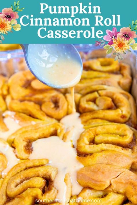 Easy Weekend Breakfast Pumpkin Cinnamon Roll Casserole Thanksgiving Cinnamon Rolls, Pumpkin Cinnamon Roll Casserole, Cinnamon Rolls With Pumpkin, Easy Pumpkin Dump Cake Recipe, Cinnamon Roll Casserole Recipe, Easy Pumpkin Dump Cake, Easy Weekend Breakfast, Cinnamon Roll Frosting, Pumpkin Dump Cake Recipe