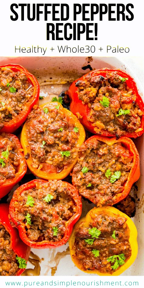 Whole 30 Stuffed Peppers, Ground Beef Diced Tomatoes, Ground Beef Paleo Recipes, Paleo Stuffed Peppers, Pepper Recipes Healthy, Easy Whole 30, Make With Ground Beef, Quinoa Stuffed Peppers, Whole30 Meal Prep