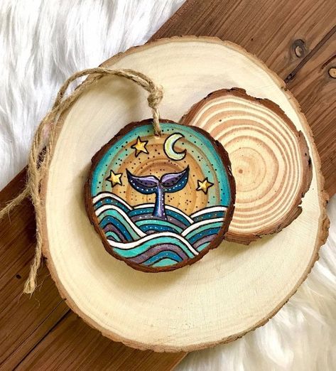 Canvas Painting Ideas For Beginners, Coasters Diy, Wooden Artwork, Painting Ideas For Beginners, Wood Slice Art, Wood Slice Crafts, Tree Slices, Water Based Acrylic Paint, Canvas Painting Ideas