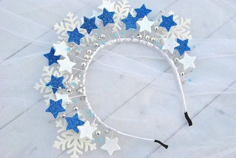 Pani Zima, Christmas Hair Bows Diy, Masquerade Outfit Ideas, Snowflake Headband, Frozen Jr, Hair Accessories Crown, Floral Wedding Hair, Crown Headpiece, Tiara Headpieces