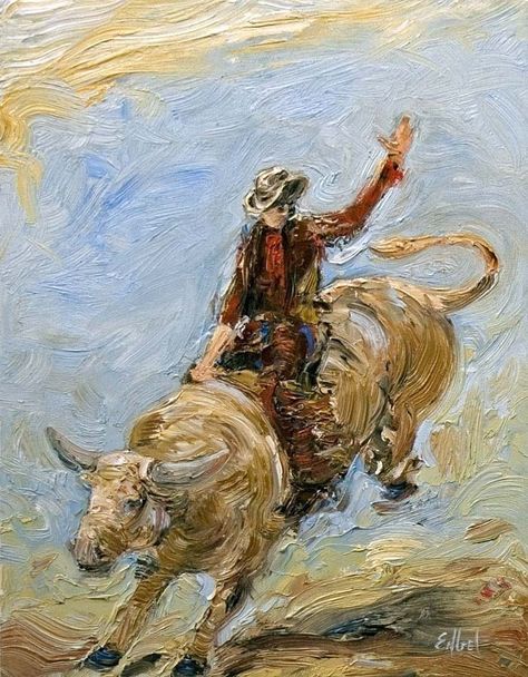 ENGEL ART on Tumblr Rodeo Art, Transfer Art, Bull Rider, Artist Project, Western Paintings, Western Lifestyle, Painting Canvases, Bull Riders, Bull Riding