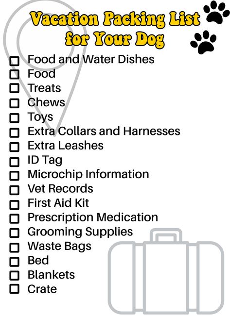 Summer means vacation season and if you’re planning on taking your dog on any upcoming trips this year, you’ll need to be prepared with everything they need. Making a packing list is my favorite way to ensure that I don’t forget any essentials I’ll need on a trip, and that includes for my dogs too! If you’re worried about forgetting the important items on your upcoming vacation with your pet, you’re in the right place. Today, I’m sharing my vacation packing list for your dog + a free printable! Dog Free Printable, Dog Packing List, Vacation Packing List, Packing List For Vacation, Dog Essentials, Essentials List, Vacation Packing, First Aid Kit, Be Prepared