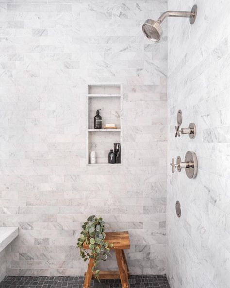 Ashley Goforth Design, Sw Topsail, Paint Transformation, Walker Zanger Tile, Master Bath Tile, Marble Bathroom Designs, Marble Bathroom Floor, Master Bath Design, Walker Zanger