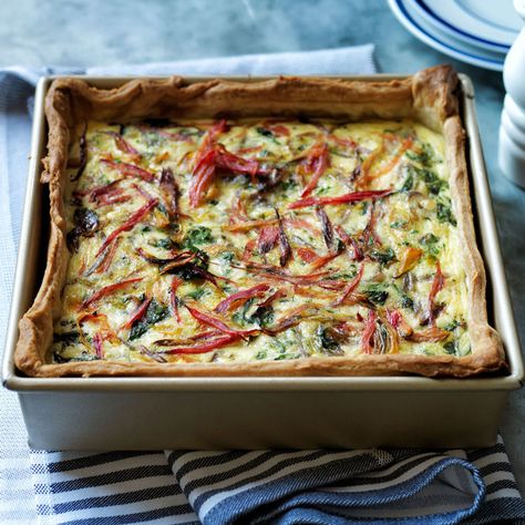 Bobby Flay Brunch, Gruyere Quiche, William Sonoma Recipes, Chard Recipes, Holiday Baking Recipes, Swiss Chard, Quiche Recipes, Make Ahead Breakfast, Chard