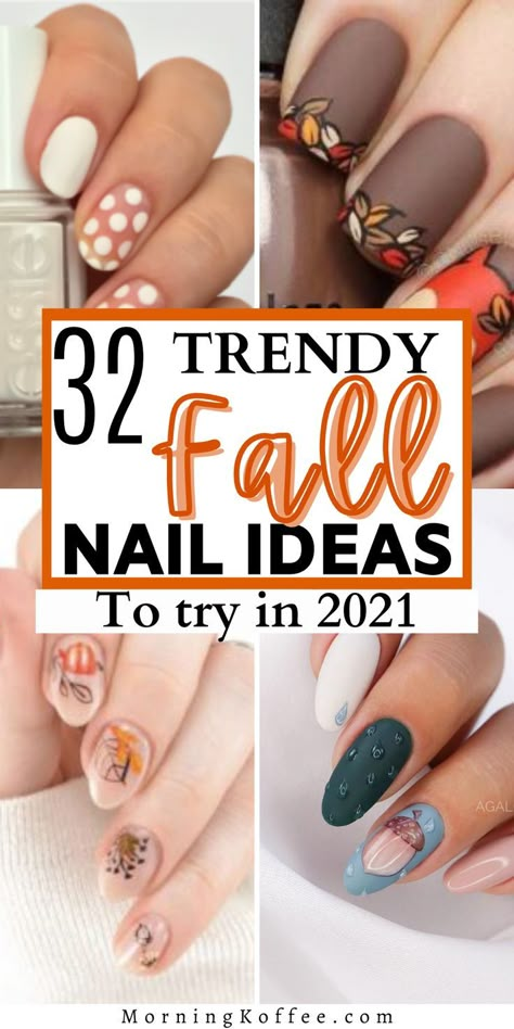 Simple Fall Nail Ideas ~ Fall is just around the corner, time to take your acetone and try these simple fall nail ideas to creates a new vibes on a new season. #fallnailideas #nailideas #fallnaildesigns #naildesigns Almond Nails For Winter, Simple Fall Nail Ideas, Fall Pumpkin Nails, Nails For New Years, New Years Nails Acrylic, Cute November Nails, Nails For Graduation, Simple Fall Nail, Nails Ideas Nail Art