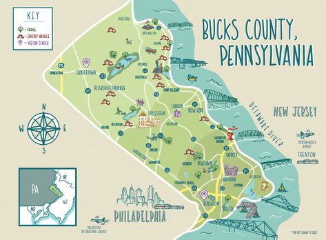 Bucks County Map Jim Thorpe Pennsylvania, Bucks County Pennsylvania, Bucks County Pa, Living In England, Contemporary Hotel, County Map, Delaware River, About Tattoo, Bucks County