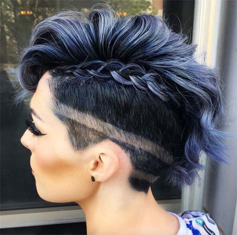 serahdoeshairahh Short Undercut Hairstyles For Women, Short Undercut Hairstyles, Best Undercut Hairstyles, Undercut Hairstyles Women, Short Undercut, Dutch Braid Hairstyles, Short Hair Undercut, Hair Tattoos, Penteado Cabelo Curto