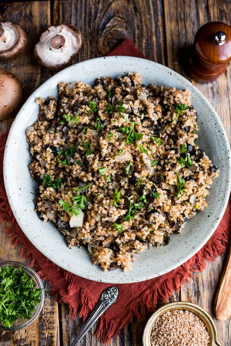 Bulgur Pilaf, Pancakes And Bacon, Over Easy Eggs, Brunch Recipe, Olive Relish, Black Olives, Fresh Oregano, Parmigiano Reggiano, Cooked Vegetables