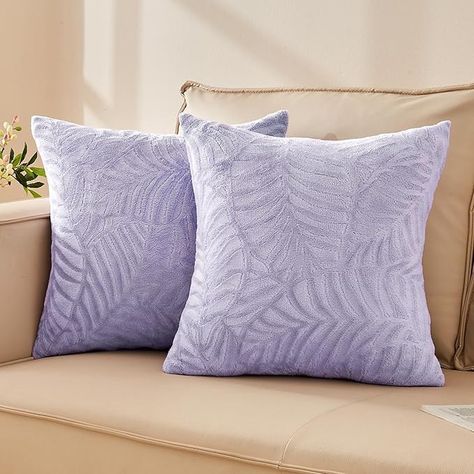 Amazon.com: SOCHOW Decorative Throw Pillow Covers 18x18 Inches Set of 2, Soft Leaves Textured Flannel Fleece Pillowcase Square Cushion Covers for Sofa Couch Bed, Lilac : Home & Kitchen Leaf Texture, Sofa Couch Bed, Decorative Throw Pillow Covers, Bed Pillows Decorative, Couch Bed, Textures Patterns, Cushion Covers, Sofa Couch, Pillowcase