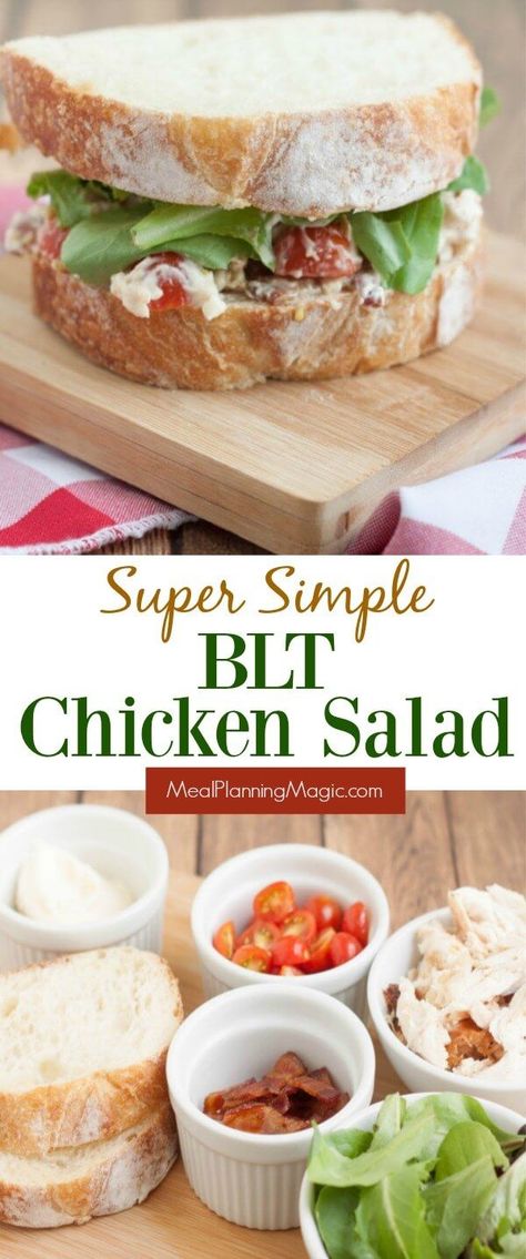 This BLT Chicken Salad Sandwich is a delicious combination of a classic chicken salad sandwich and a bacon, lettuce, and tomato sandwich-so easy anytime! Click the link in my profile to find the recipe link. #mealplanningmagic #blt #bltsandwich #baconlettucetomato #chickensalad #bltchickensalad #easyrecipe #easysandwich https://www.mealplanningmagic.com/healthy-lunch-ideas-blt-chicken-salad/ Blt Chicken Salad Sandwich, Canned Chicken Salad Sandwich, Health Salad Recipes, Canned Chicken Salad, Classic Chicken Salad Sandwich, Blt Chicken Salad, Recipes Wraps, Fajita Recipes, Sandwiches Healthy