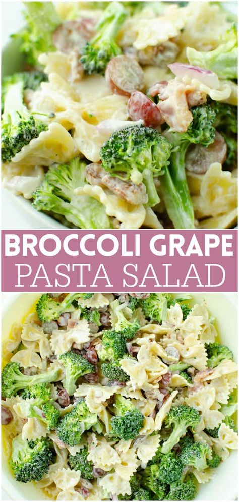 Broccoli Grape Pasta Salad, Grape Pasta Salad, Grape Pasta, Broccoli Pasta Salad, Pasta Bacon, Broccoli Pasta Salads, Bacon Broccoli, Summer Side Dish, Yummy Salads