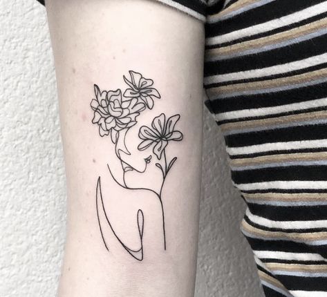 Body Drawing Tattoo, Still Growing Tattoos, Flower Head Tattoo, Small Shoulder Tattoos, Head Tattoo, Ta Ta, Flowers Growing, Drawing Tattoo, Shoulder Tattoos