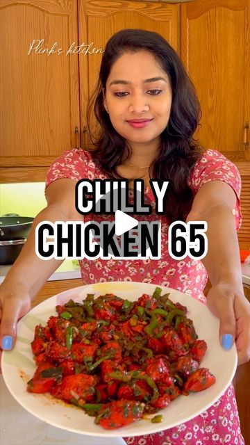 Parvathy Subramanian on Instagram: "🐓Plink’s Chilly chicken 65 recipe ⬇️  For Marination:  🐓500g boneless chicken pieces, cut into bite-sized cubes 🐓1 tablespoon ginger-garlic paste 🐓1 teaspoon red chili powder (adjust to your spice preference) 🐓1/2 teaspoon turmeric powder 🐓1 tablespoon cornstarch 🐓1 tablespoon all-purpose flour 🐓1 tablespoon yogurt/vinegar 🐓Salt to taste 🐓Green pepper - 1 🐓Green onions  🐓Soy sauce - 3 tbs 🐓Ketchup - 2 tbs  For Frying:  🐓Vegetable oil for deep frying For the Seasoning:  🐓2-3 green chilies, slit 🐓Curry leaves (about 10-15 leaves) 🐓2 cloves garlic, finely chopped . . . #chicken #chickenrecipes #chicken65 #yumm #homemade #recipes #easycooking #cookingvideo #keralacuisine #restaurantstyle #keralafood #indianfood #indianfoodie #chillychicken # Chicken 65 Recipe, Chilly Chicken, Chicken 65, Chicken Pieces, Kerala Food, Deep Frying, Green Pepper, Turmeric Powder, Red Chili Powder