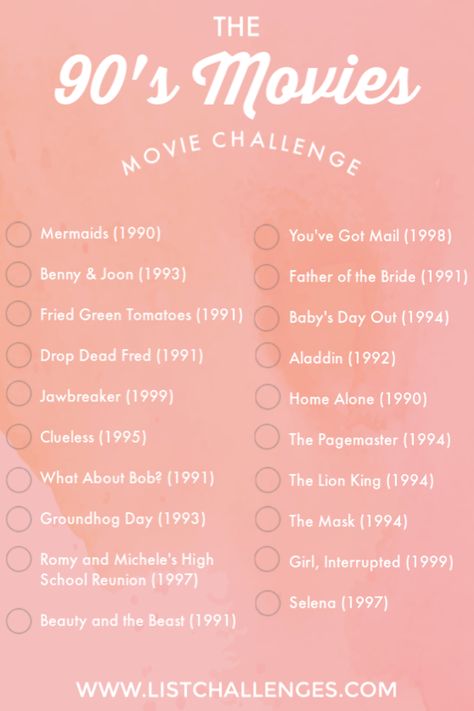 200 Movies, Movies From The 90s, Movies To Watch List, Netflix Movie List, Movie Challenge, Netflix Movies To Watch, Movie To Watch List, Teen Movies, Movies By Genre