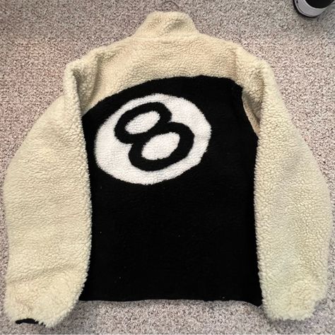 Stüssy 8ball Reversible Fleece Jacket (Cream) Stussy Reversible Jacket, Stussy Fleece Jacket, Stussy Fleece, Stussy Jacket, Reversible Fleece Jacket, Winter Wishlist, Goth Harajuku, Buy List, Designer Streetwear