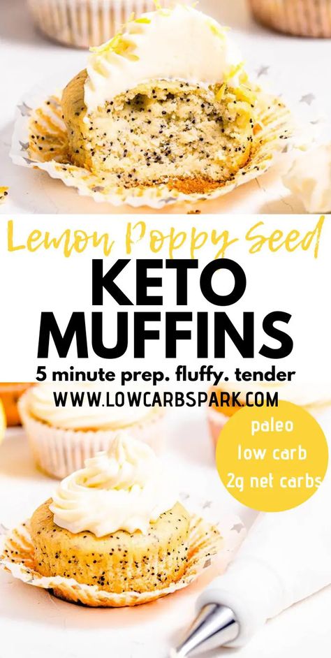 Keto Breakfast Muffins, Keto Muffin Recipe, Muffins Paleo, Quick Keto Breakfast, Lemon Poppy Seed Muffins, Keto Cupcakes, Paleo Muffins, Healthier Treats, Desayuno Keto