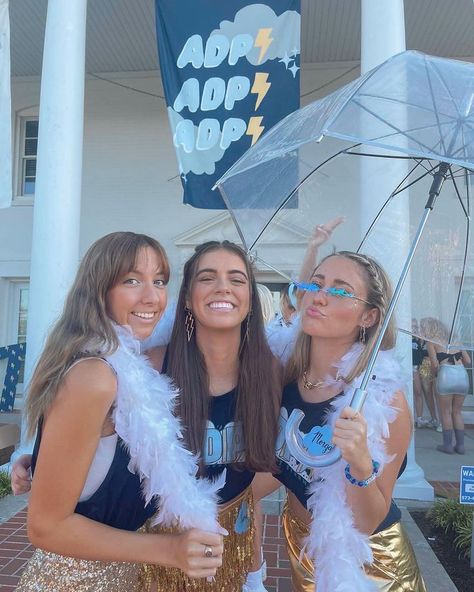 Storm Bid Day, Spirit Week Themes, Sorority Work Week, Aoii Sorority, Big Little Sorority Shirts, Sorority Themes, Alpha Delta Pi Sorority, Recruitment Themes, Sorority House