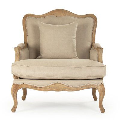 Burlap Chair, Wood Lounge Chair, Chairs Lounge, Love Chair, Linen Armchair, Pink Chair, French Chairs, Linen Upholstery, Natural Wood Finish