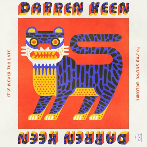 Brett Stenson’s Instagram profile post: “10x17: NUMBER 2 Darren Keen - “It’s Never Too Late To Say You’re Welcome” . @darren_keen expanded my music category horizons into a wild…” Color Schemes Design, Favorite Albums, Tiger Illustration, Outline Illustration, Dragon Illustration, Tiger Art, My Music, Never Too Late, Animal Faces