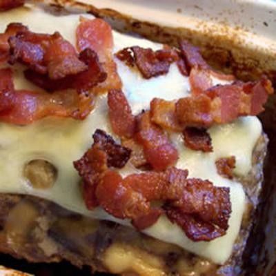 Bacon Mushroom Swiss Meatloaf Stuffed Meatloaf, Bacon Mushroom, Bacon Chicken, Bacon Stuffed Mushrooms, Cheesy Bacon, Monterey Jack, Meatloaf Recipes, Beef Dishes, Barbecue Sauce