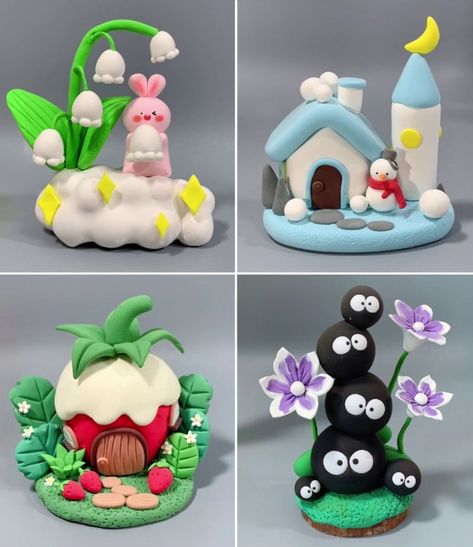 Art Of Clay, Clay Art Easy Simple, Cute Polymer Clay Ideas Miniatures, Spring Clay Ideas, Soft Clay Ideas Easy, Simple Clay Art For Kids, Cute Modeling Clay Ideas, Foam Clay Diy, Clay Crafts For Kids Easy Diy