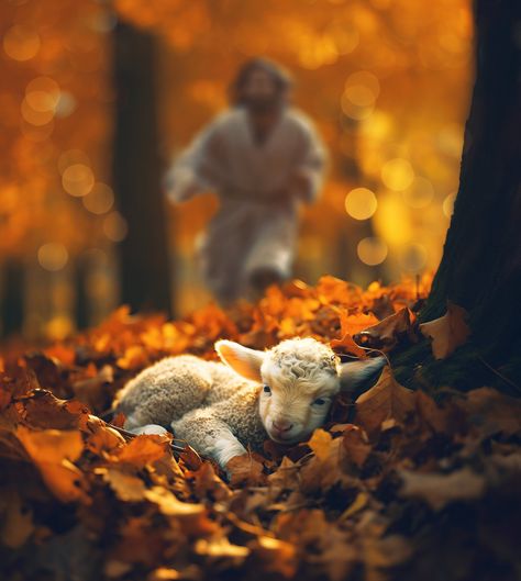 Lamb Images, Lost Lamb, Sheep Wall Art, Lost Sheep, The Lost Sheep, Autumn Forest, Sheep, Jesus, Forest