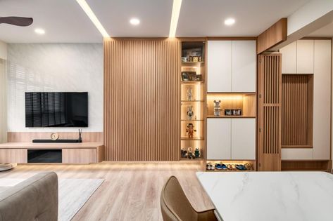 Built-In Carpentry VS Loose Furniture: Is One Better Than The Other? | Qanvast Japandi Bohemian, Led Lighting Ideas, Loose Furniture, Japandi Living Room, Scandinavian Living Room, Living Room Built Ins, Japandi Living, Bookshelves In Living Room, Ideas For Living Room