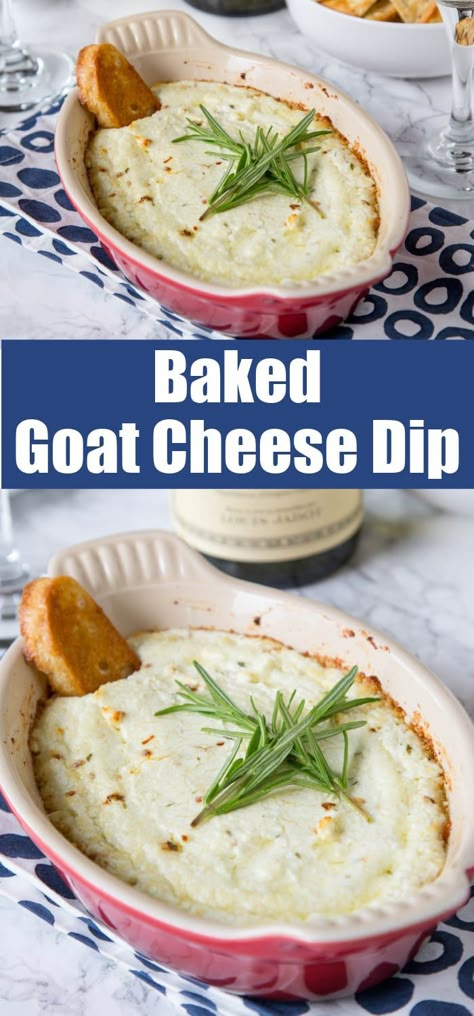 Baked Goat Cheese Dip with Garlic and Herbs - melty, cheesy baked goat cheese dip with lots of garlic and herbs! Pair with a glass of wine and you have the perfect appetizer. Baked Goat Cheese Dip, Goat Cheese Dip, Chips Dip, Baked Goat Cheese, Diy Easy Recipes, Goat Cheese Recipes, Cheesecake Dip, Monogram Shirt, Garlic Herb