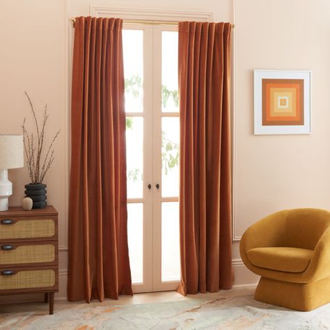 WISTINGFUR Velvet Blackout Curtains 108 Inches Long Luxury Velvet Window Curtain Drapes Draperies For Living Room/Bedroom Rod Pocket Velvet Drapes Home Decoration Insulated Curtain, 2 Panels | Wayfair Rust Curtains, Art Deco Curtains, Velvet Room, Insulated Curtains, Darkening Curtains, Elegant Drapes, Room Darkening Curtains, Colorful Curtains, Window Panels