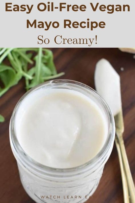 Vegan Mayo Oil Free Vegan Mayo Recipe, Mayo Substitute, Eggless Mayo, Sandwiches And Wraps, Apple Cider Vinegar Lemon, Mayo Recipe, Homemade Mayo, Vegan Mayo, Vegan Mayonnaise