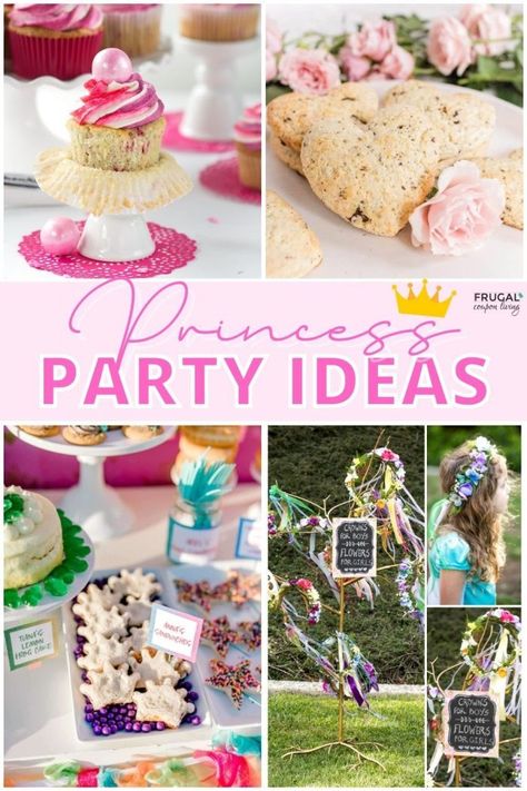 Girl, put on your crown for these perfect princess-themed party ideas. Princess birthday party cakes, princess crafts, princess printables, princess party games for girls, busy Kids activities for parties, princess party favors & more! If the crown fits, wear it!  These party ideas for girls are perfect for your traditional princess or Disney princess. Cute and fun party ideas for girls from tea parties, princess décor, and more.#FrugalCouponLiving #partyideasforgirls Princess Themed Food, Princess Party Activities, Cakes Princess, Princess Party Ideas, Princess Party Games, Healthy Party Snacks, Girls Party Games, Minnie Mouse Party Decorations, Minnie Mouse Cookies