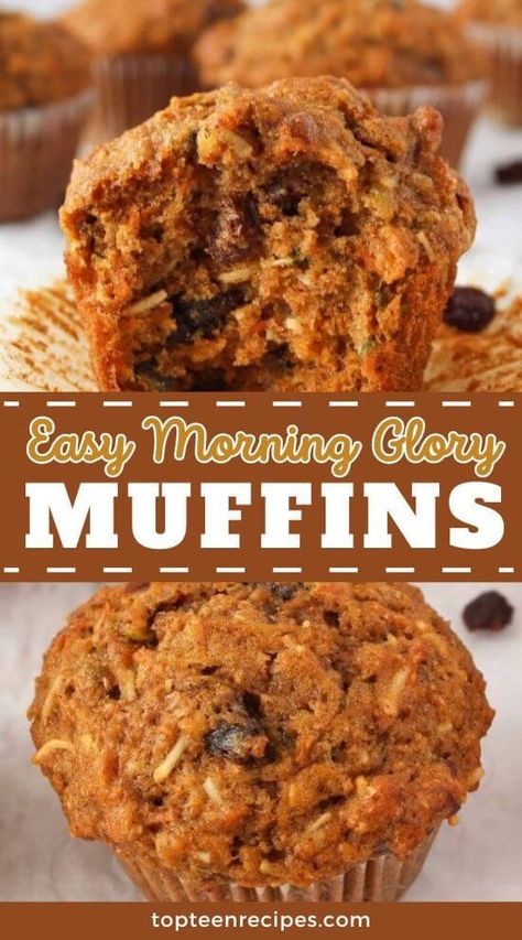 Easy Morning Glory Muffins - Top Recipes Easy Breakfast Bake, Morning Glory Muffins Recipe, Glory Muffins, Morning Glory Muffins, Morning Snack, Easy Morning, Breakfast Bake, Food Shows, Breakfast Treats