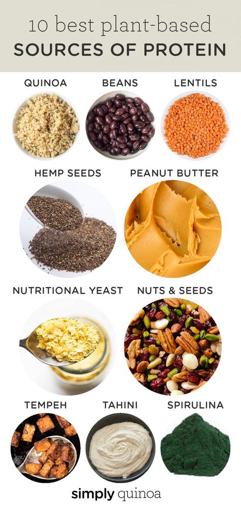 We're sharing our list of the 10 best sources of plant-based protein for vegans and vegetarians. This list also includes recipe inspiration for using each ingredient! #plantbasedprotein #proteinsources #protein Protein For Vegans, Plant Based Protein Sources, Sources Of Protein, Vegan Protein Sources, Simply Quinoa, Vegan Protein Powder, Plant Based Nutrition, Best Protein, Plant Based Eating