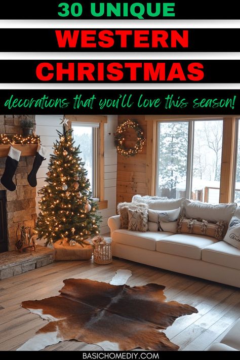 Check out these 30 rustic Western Christmas decorations and country cowboy decor ideas for the holiday season. Bring rustic western decor ideas into every corner of your home including living rooms, kitchen, bedroom, and outdoor yard decorations. You'll also love cowgirl pink western ornaments, table centerpieces, cactus Christmas tree ideas, cowhide stockings, and southwestern cowboy boots tree toppers that fit beautifully with rustic ranch decor themes and rodeo holiday decorations. Cowboy Decor Ideas, Southwestern Christmas Decor, Cowboy Christmas Decorations, Texas Christmas Decor, Western Christmas Decor, Rustic Ranch Decor, Western Ornaments, Western Decor Ideas, Western Christmas Decorations