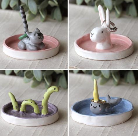 Clay Jewellery Holder, Ceramic Cafe, Diy Air Dry Clay, Air Dry Clay Projects, Pinterest Diy Crafts, Clay Diy Projects, Clay Crafts Air Dry, Cute Polymer Clay, Clay Animals