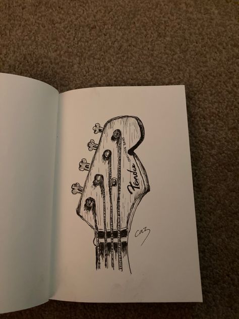 Pen Sketch Simple Easy, Pen Sketches Easy, Pen Drawing Simple Doodles, Simple Pen Sketches, Bass Sketch, Sketch Guitar, Messy Pen Sketches, Bass Drawing, Easy Pen Drawing