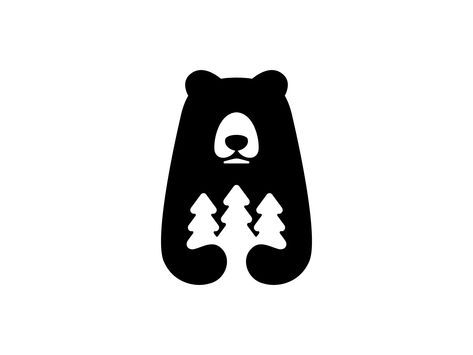 Bear Logo Inspiration, Animal Logo Inspiration, Black Bears Art, Kawaii Logo, Animal Logos, Silhouette Cameo 4, Mascot Logo Design, Bear Mascot, Cute Logo