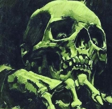 Green Skull, Arte Grunge, Skeleton Art, Pulp Art, Arte Inspo, Wow Art, Vintage Horror, Playlist Covers, Skull Art