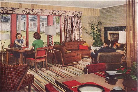 50s Living Room, Sala Vintage, Retro Rooms, 1950s Decor, Old House Interior, Mid Century Home, Living Vintage, Retro Living Rooms, Century Home