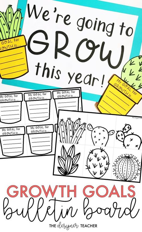 Goals Bulletin Board, Mindset Bulletin Board, Growth Mindset Bulletin Board, Growth Goals, Mindset Activities, Hundreds Chart, Back To School Bulletin Boards, 3rd Grade Classroom, 2nd Grade Classroom