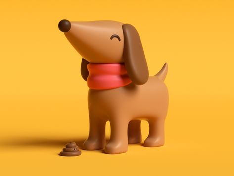 Dog & poop c4d illustration design fun character 3d poop dog Fun Character Design, Dog Character, 3d Cinema, 3d Karakter, 3d Dog, Dogs Pooping, 3d Artwork, Dog Illustration, Blender 3d