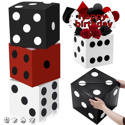 PRICES MAY VARY. Multiple Displays: these colorful dice party favor boxes can be stacked together as a ground decoration for a casino theme party, or you can fill them with balloons as a balloon box; You can also put some beautiful flowers or other small trinkets on it as a special game night party supplies; Please note that flowers and accessories are not included Appropriate Size: each casino party dice favor box measures about 11.8 x 11.8 x 11.8 inches, conspicuous and large, suitable for you Game Night Party Decor, Casino Theme Party Decorations Diy, Game Night Party Decorations, Casino Party Decor, Casino Themed Centerpieces, Las Vegas Party Decorations, Dice Decor, Vegas Party Decorations, Casino Christmas