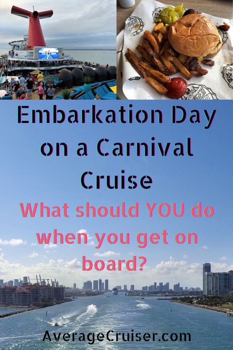 Wondering what you should do when you get on board a Carnival Cruise? What should you eat? Where should you go? What should you do after boarding your Carnival Cruise ship? Check out this article for the top tips for how to board the ship with the least hassle possible and then what to do for the best first day on board your Carnival Cruise! First Time Cruise Tips Carnival, Carnival Jubilee Cruise Ship, Carnival Cruise Magic, Carnival Sunshine Ship, Carnival Cruise Bahamas, Carnival Conquest Cruise, Carnival Elation Cruise, Carnival Valor Cruise, Carnival Radiance