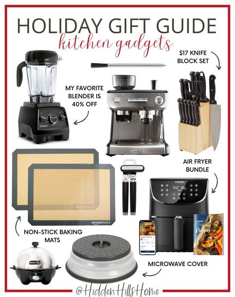 Holiday gift ideas for the cook! Cool Kitchen gadgets and kitchen necessities for the cook! Fun gift ideas for the kitchen gadget enthusiast. Gifts List Ideas, Curated Kitchen, Kitchen Gift Ideas, Kitchen Necessities, Lilly Pulitzer Outfits, Fun Gift Ideas, Knife Block Set, Cool Kitchen Gadgets, Kitchen Gift