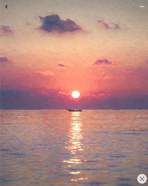 Sunset Sea Illustration, Sea Sunset Painting, Theme Widget, Island Illustration, Reflection Drawing, Hobbies Ideas, Digital Lavender, Ocean Drawing, Bedroom 2024