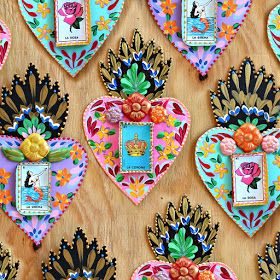 Mark Montano: Mexican Tin Hearts Mexican Prints, Tin Hearts, Mark Montano, Tin Foil Art, Celebrity Home, Chrissy Metz, Sacred Heart Art, Tony Danza, Leann Rimes