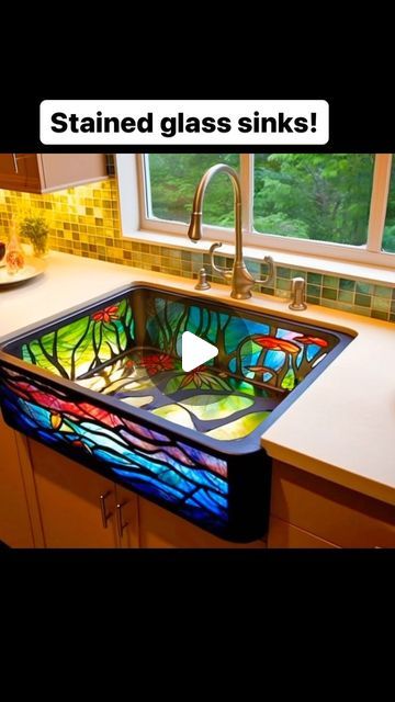 Inspiring Designs on Instagram: "Beautiful stained glass sinks! 😱😱👏👏 #stainedglass #bathroomdesign #kitchendesign #kitchenremodel" Stain Glass Sink, Glass Sink, August 25, Coastal Living, Kitchen Remodel, Bathroom Design, Stained Glass, Kitchen Design, Stain