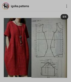 Korean Sewing Patterns Free, Tunik Linen, Kimono Sewing Pattern, Linen Dress Pattern, Simple Dress Pattern, Dress Patterns Diy, Tunic Sewing Patterns, Japanese Sewing Patterns, Sewing Blouses