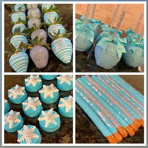 Winter Wonderland Brunch Party Ideas, Winter Wonderland Dessert Table Ideas, Winter Wonderland Candy Apples, Winter Wonderland Strawberries, Winter Ball Ideas, Winter Wonderland Treat Table, Winter Themed Food Ideas, Winter Baby Shower Desserts, Winter Wonderland Gender Reveal Ideas